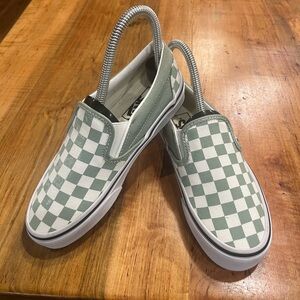 Vans Green Checkered Slip-On Sneakers